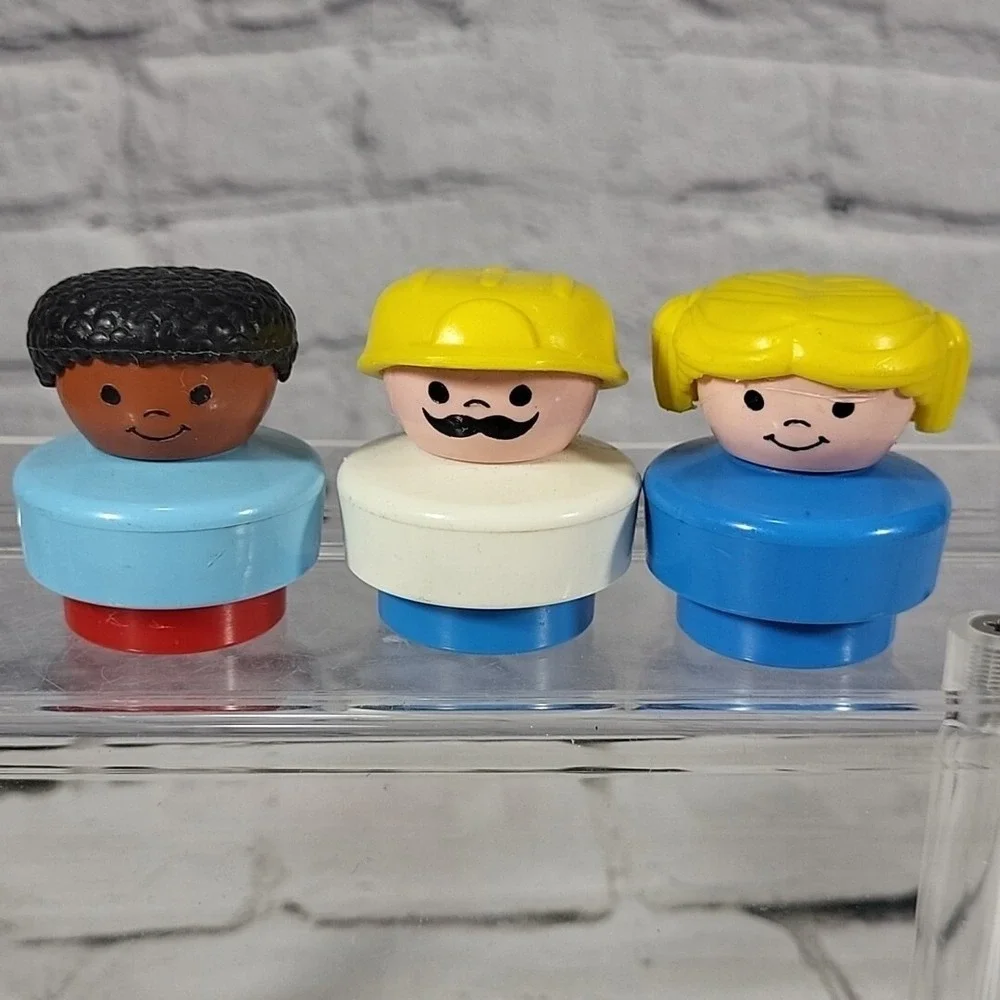 Vintage‎ Fisher-Price Little People Chunky Figures With Cars Lot of 5Pcs